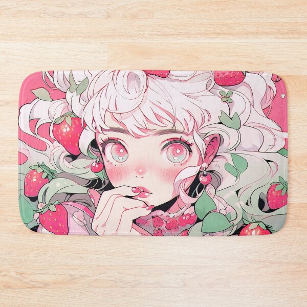 Item preview, Sweet Strawberry Ringlet Curls Anime Girl designed and sold by bubblegoth.
