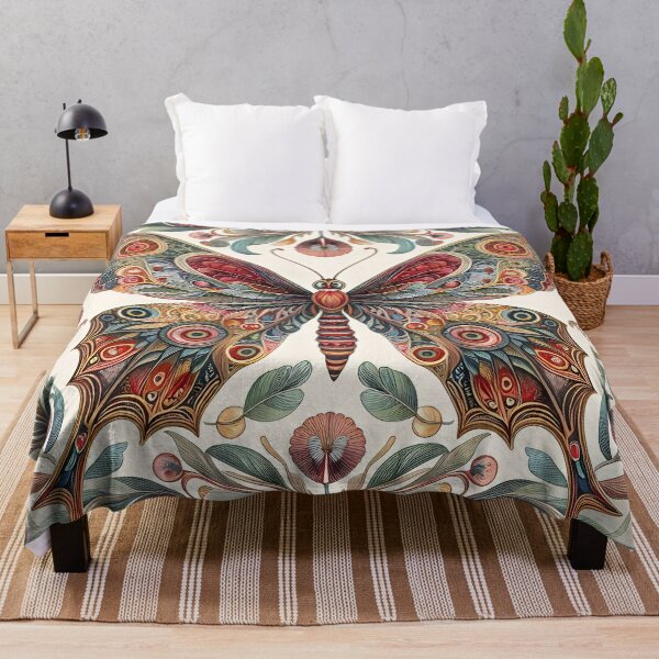 Item preview, Intricate Butterfly Textile Art Inspired by William Morris - Nature-Inspired Design designed and sold by CinEmmaDesign.