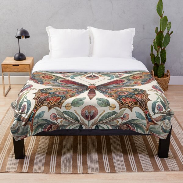 Item preview, Intricate Butterfly Textile Art Inspired by William Morris - Nature-Inspired Design designed and sold by CinEmmaDesign.