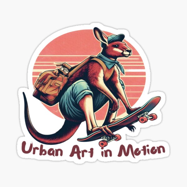 Aperçu de l'œuvre The Skating Kangaroo: Urban Art in Motion créée et vendue par Azottisfamily.