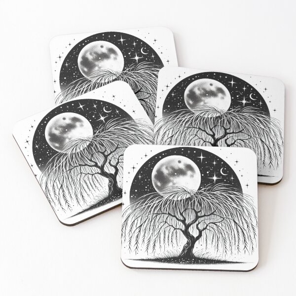 Item preview, cool graceful willow tree with moon and stars designed and sold by bouslama_shop  ⭐️⭐️⭐️⭐️⭐️.
