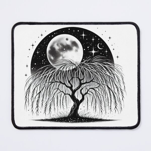 Item preview, cool graceful willow tree with moon and stars designed and sold by bouslama_shop  ⭐️⭐️⭐️⭐️⭐️.