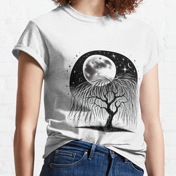 Item preview, cool graceful willow tree with moon and stars designed and sold by bouslama_shop  ⭐️⭐️⭐️⭐️⭐️.