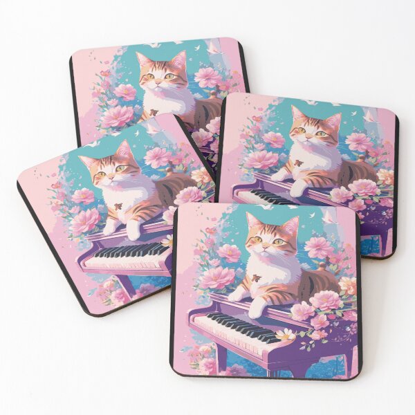 Item preview, Vintage cat playing piano flower designed and sold by amedo14.