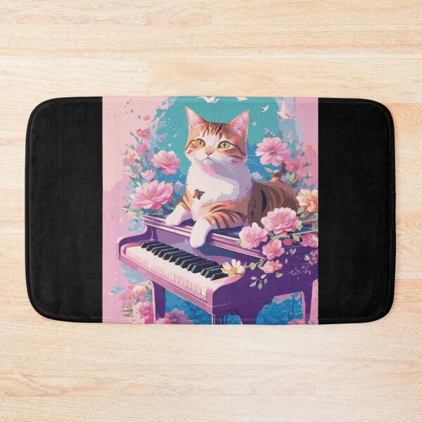 Item preview, Vintage cat playing piano flower designed and sold by amedo14.