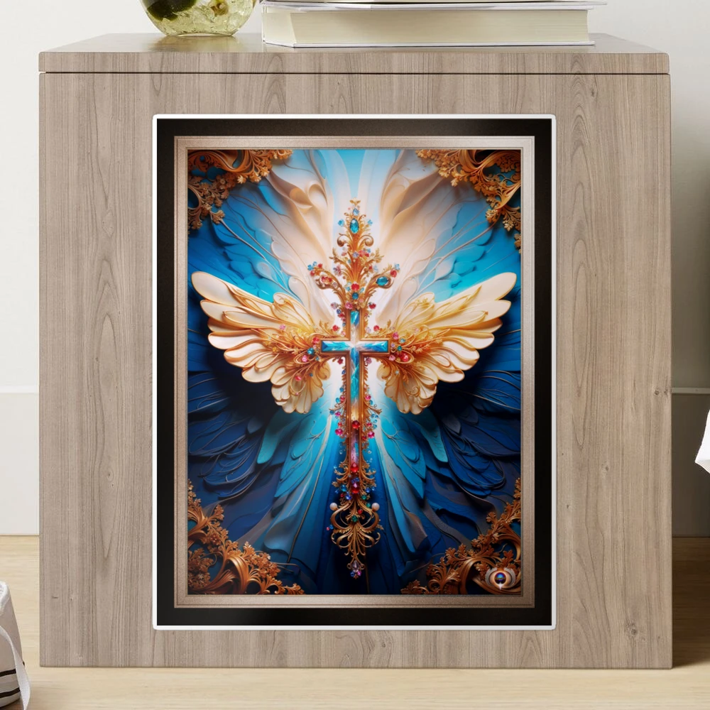 The Light Of Heaven Angel Wings Cross Enchanting AI Concept Art by