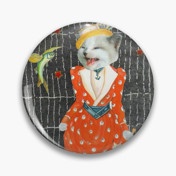 Item preview, White Cat and Flying Fish - 'Ekekek!' designed and sold by Nikki Fortuin Arts & Crafts.