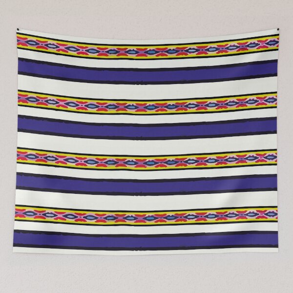 Item preview, Blue stripes poncho fabric bright fun decor designed and sold by T-Mex.