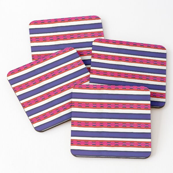 Item preview, Red blue stripes poncho fabric bright fun decor designed and sold by T-Mex.