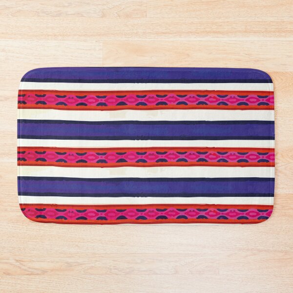 Item preview, Red blue stripes poncho fabric bright fun decor designed and sold by T-Mex.