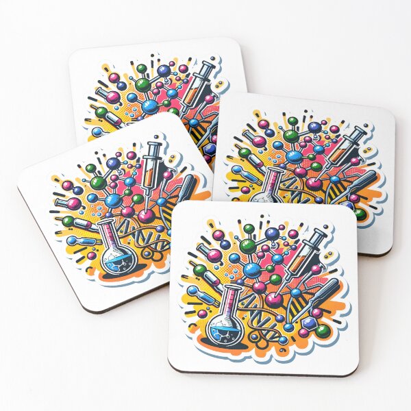 Item preview, Biotechnology Bonanza - DNA & Atoms Comic Explosion Sticker designed and sold by Molecularmerch.