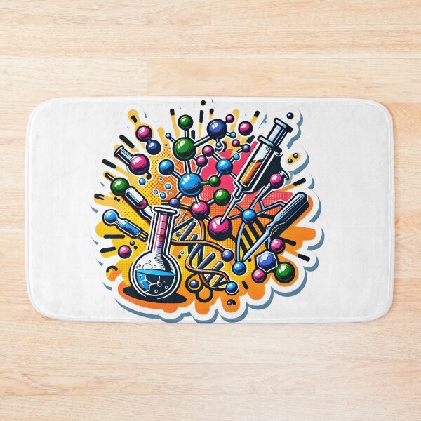 Item preview, Biotechnology Bonanza - DNA & Atoms Comic Explosion Sticker designed and sold by Molecularmerch.