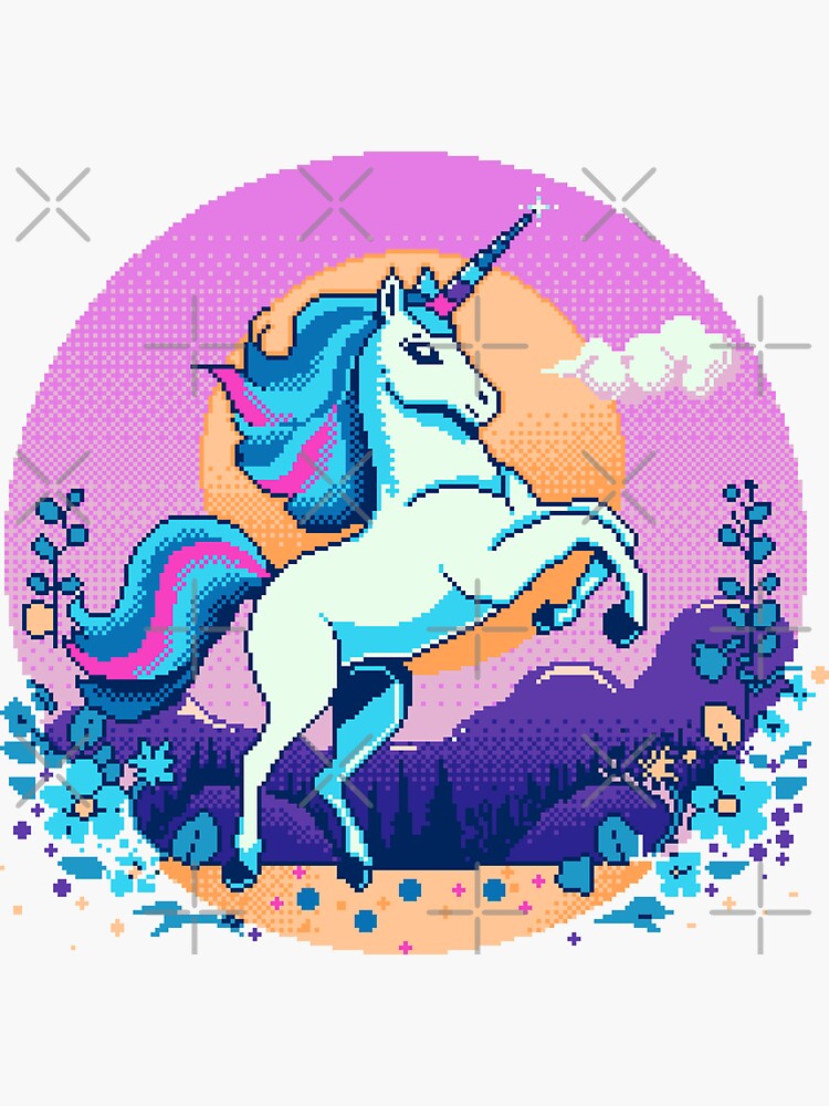 Thumbnail 3 of 3, Sticker, Unicorn Pixel Art designed and sold by djspacegr.