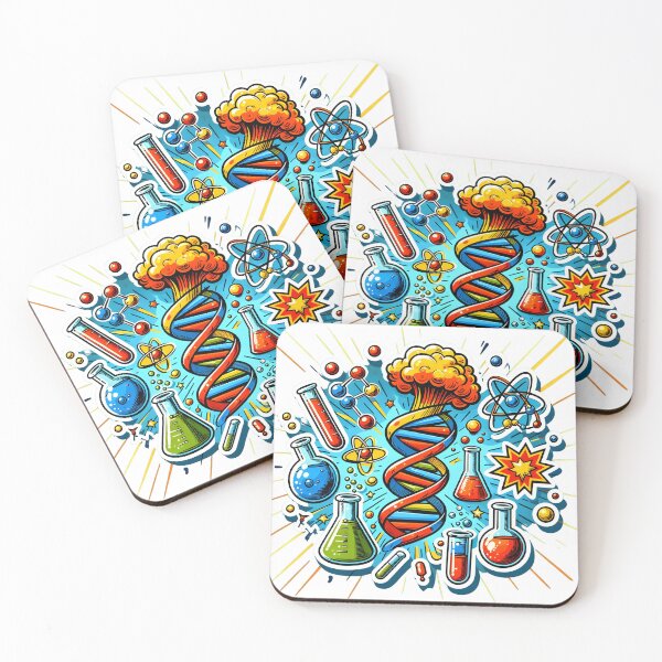 Item preview, Biotechnology Bonanza - DNA & Atoms Comic Explosion Sticker designed and sold by Molecularmerch.