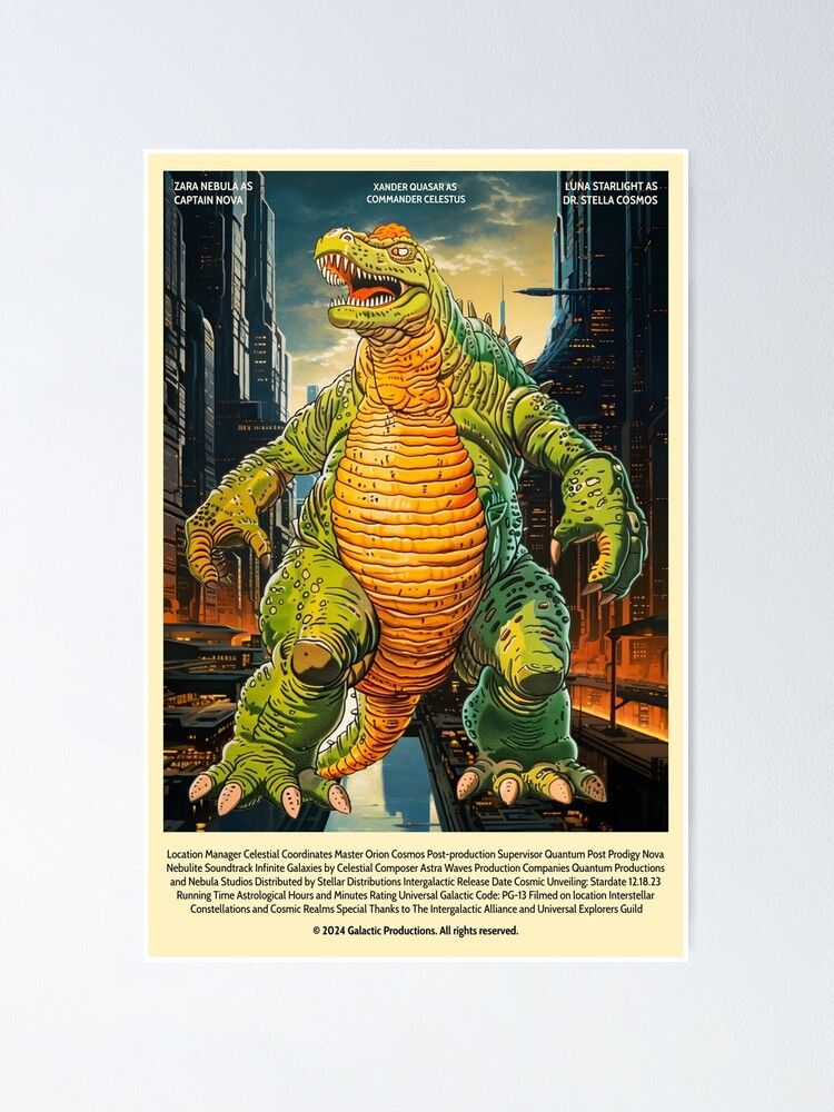 Japanese retro movie style Monster invasion 2024