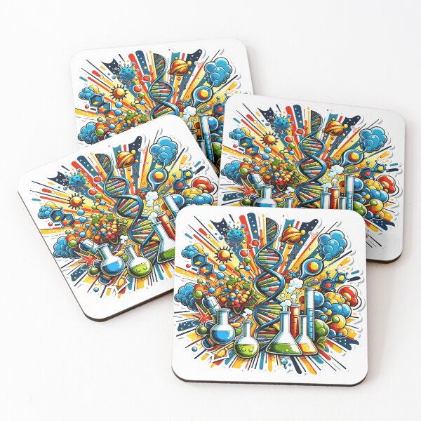 Item preview, Biotechnology Bonanza - DNA & Atoms Comic Explosion Sticker designed and sold by Molecularmerch.