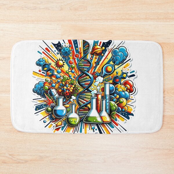 Item preview, Biotechnology Bonanza - DNA & Atoms Comic Explosion Sticker designed and sold by Molecularmerch.