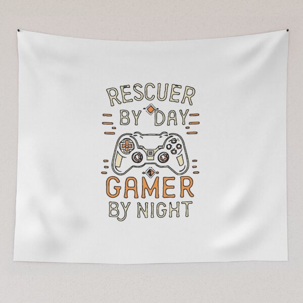 Item preview, Rescuer by day, gamer by night designed and sold by PatronesKawai.