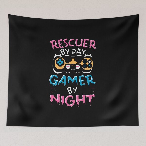 Item preview, Rescuer by day, gamer by night designed and sold by PatronesKawai.