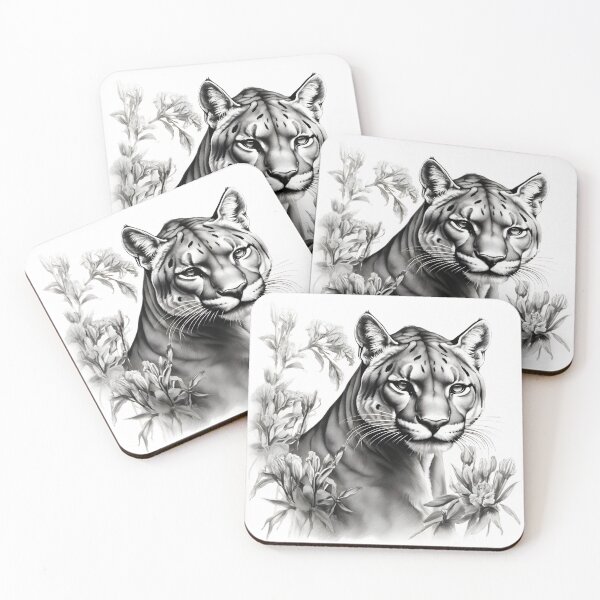 Item preview, Black and white pencil drawing of a Puma designed and sold by Pencil-Art.