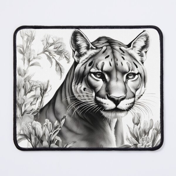 Item preview, Black and white pencil drawing of a Puma designed and sold by Pencil-Art.