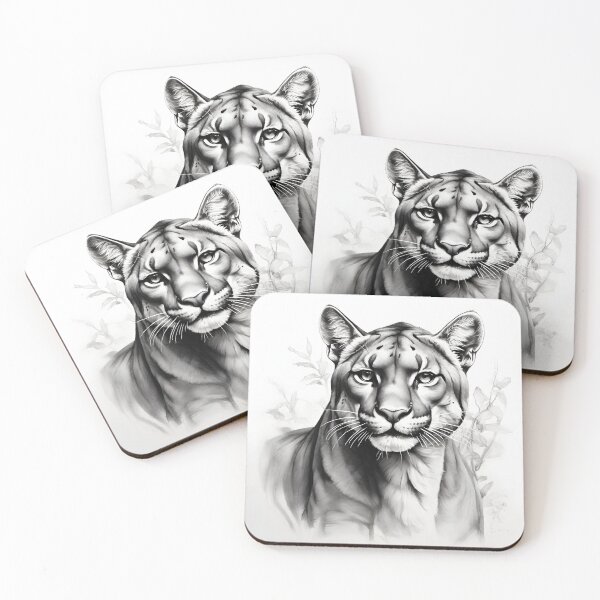 Item preview, Black and white pencil drawing of a Puma designed and sold by Pencil-Art.