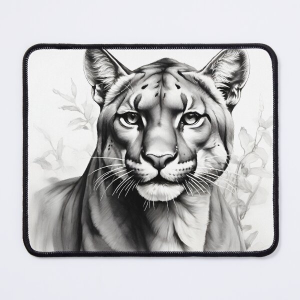Item preview, Dibujo a lápiz en blanco y negro de un puma. designed and sold by Pencil-Art.