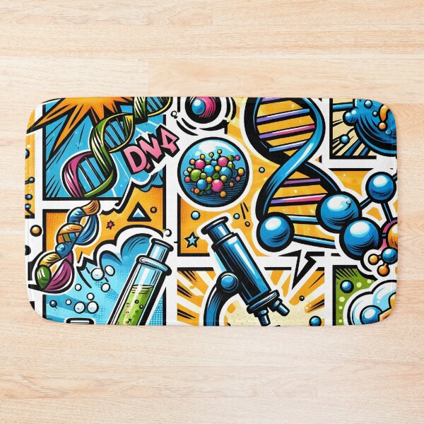 Item preview, Biotechnology Bonanza - DNA & Atoms Comic Explosion Sticker designed and sold by Molecularmerch.