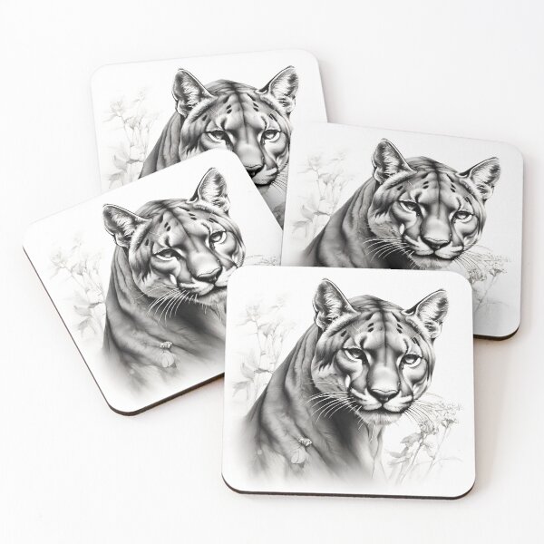 Item preview, Black and white pencil drawing of a Puma designed and sold by Pencil-Art.