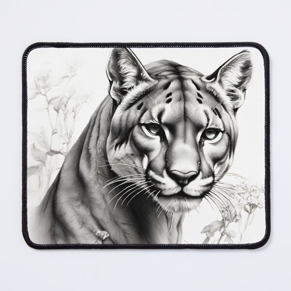 Item preview, Black and white pencil drawing of a Puma designed and sold by Pencil-Art.