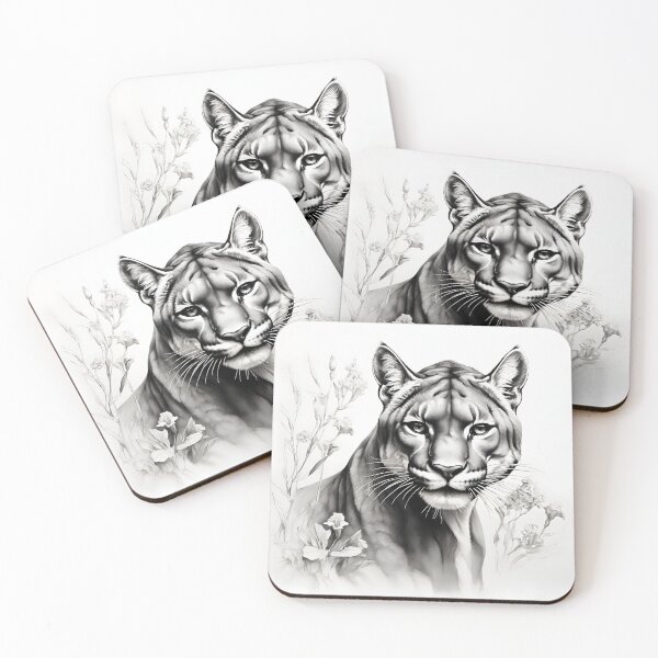 Item preview, Black and white pencil drawing of a Puma designed and sold by Pencil-Art.