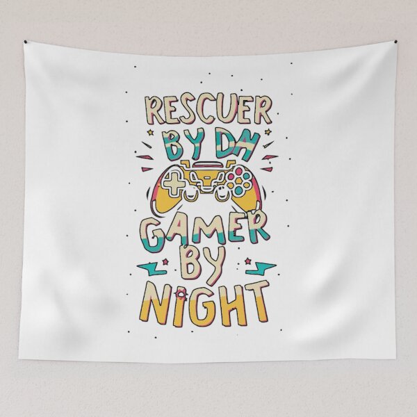 Item preview, Rescuer by day, gamer by night designed and sold by PatronesKawai.