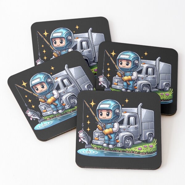 Item preview, Cute trucker catching a bass at a pond fathers day BD gift designed and sold by NeaftyFinds.