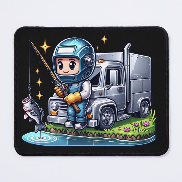 Item preview, Cute trucker catching a bass at a pond fathers day BD gift designed and sold by NeaftyFinds.