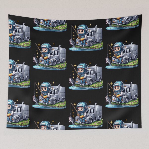Item preview, Cute trucker catching a bass at a pond fathers day BD gift designed and sold by NeaftyFinds.