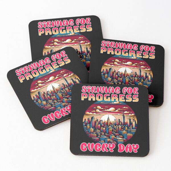 Item preview, Striving for progress every day - motivational city skyline sunset designed and sold by JoksterHaven.