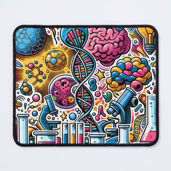 Item preview, Biotechnology Bonanza - DNA & Atoms Comic Explosion Sticker designed and sold by Molecularmerch.