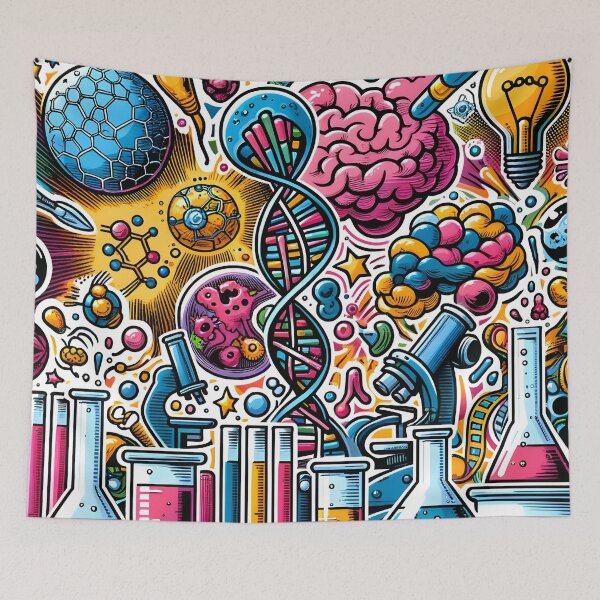 Item preview, Biotechnology Bonanza - DNA & Atoms Comic Explosion Sticker designed and sold by Molecularmerch.