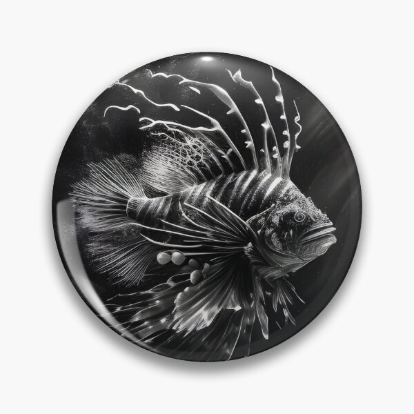 Item preview, Black and white lion fish pencil drawing designed and sold by Pencil-Art.