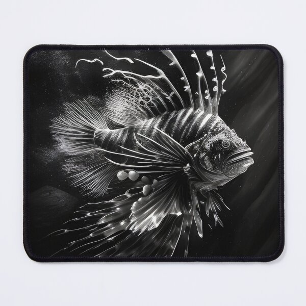 Item preview, Black and white lion fish pencil drawing designed and sold by Pencil-Art.