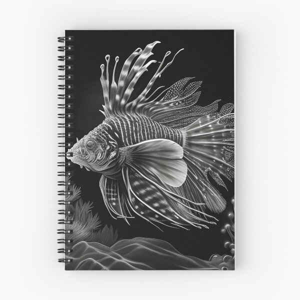 Item preview, Black and white lion fish pencil drawing designed and sold by Pencil-Art.