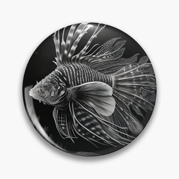 Item preview, Black and white lion fish pencil drawing designed and sold by Pencil-Art.