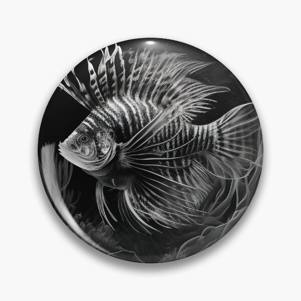 Item preview, Black and white lion fish pencil drawing designed and sold by Pencil-Art.