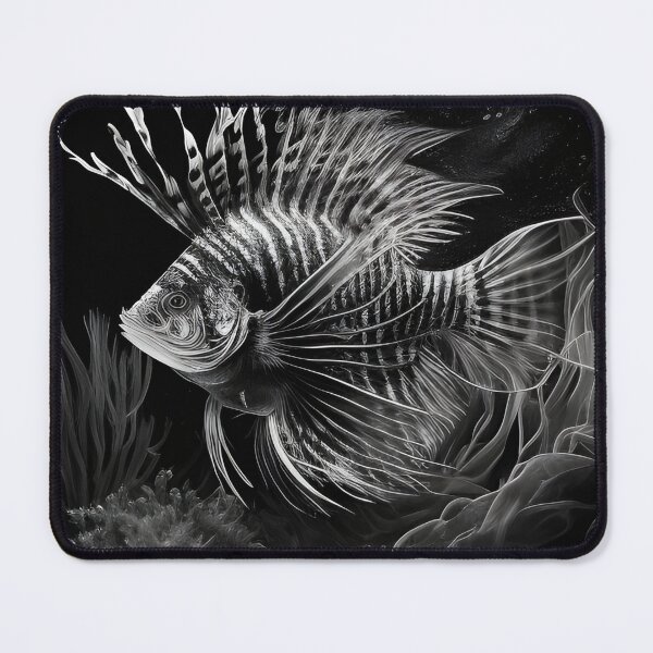 Item preview, Black and white lion fish pencil drawing designed and sold by Pencil-Art.