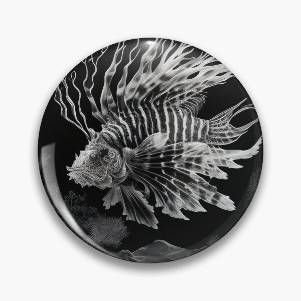 Item preview, Black and white lion fish pencil drawing designed and sold by Pencil-Art.