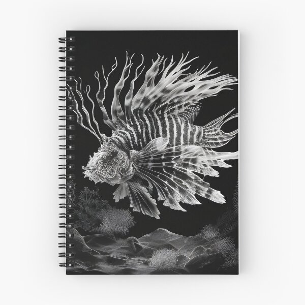 Item preview, Black and white lion fish pencil drawing designed and sold by Pencil-Art.