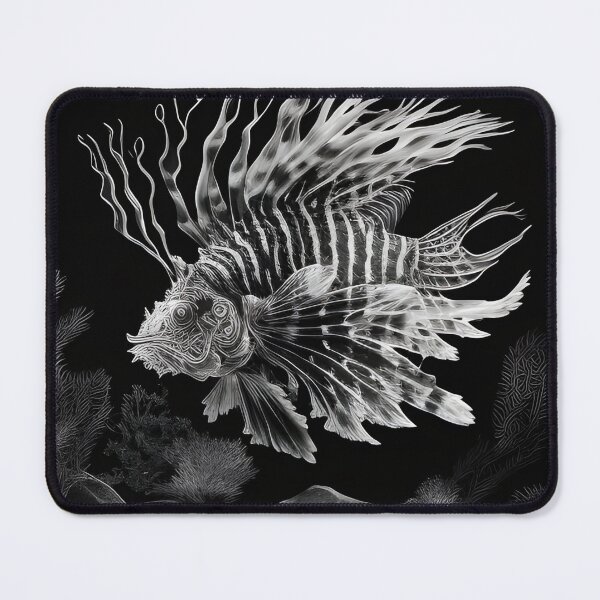 Item preview, Black and white lion fish pencil drawing designed and sold by Pencil-Art.