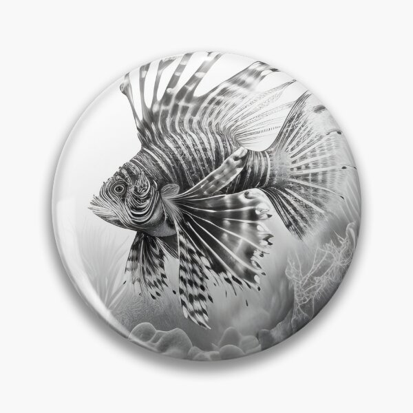 Item preview, Black and white lion fish pencil drawing designed and sold by Pencil-Art.