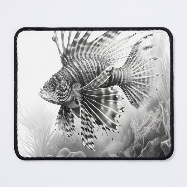 Item preview, Black and white lion fish pencil drawing designed and sold by Pencil-Art.