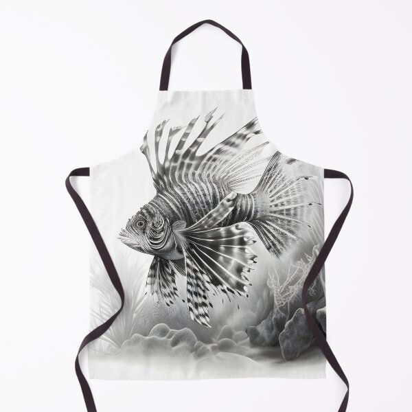 Item preview, Black and white lion fish pencil drawing designed and sold by Pencil-Art.